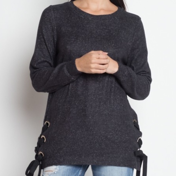 SOLD OUT! Gigi Pullover Side Lace-Up Sweatshirt - Picture 2 of 5